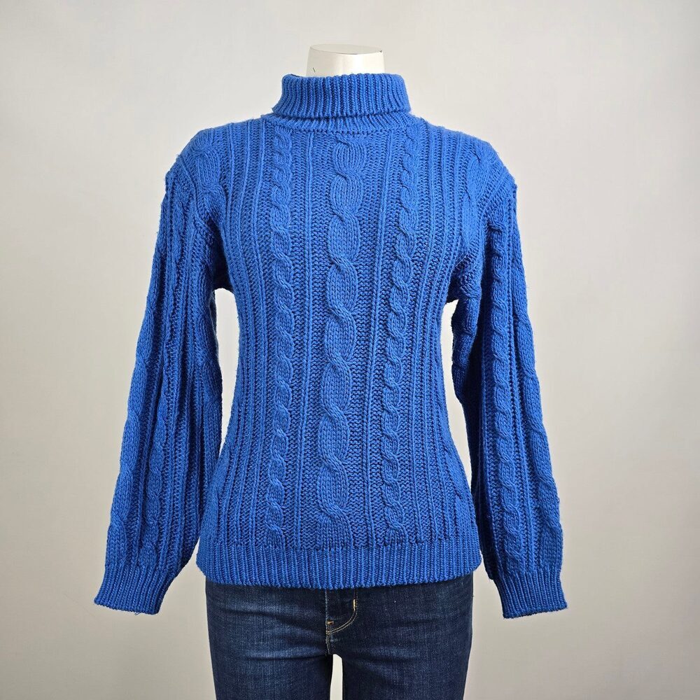 Vintage Color Code Blue Turtle Neck Sweater Size 10/12